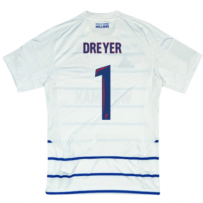 Danxen Män Matthieu Dreyer #1 Vit Blå Bortatröja Matchtröjor 2024/25 Tröjor T-Tröja