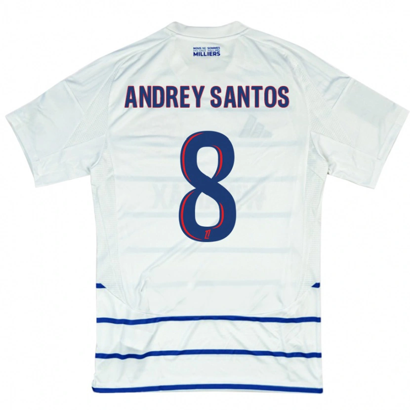 Danxen Män Andrey Santos #8 Vit Blå Bortatröja Matchtröjor 2024/25 Tröjor T-Tröja