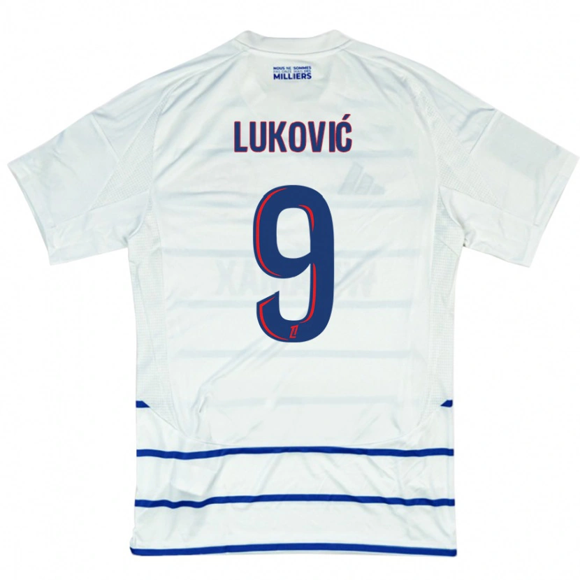 Danxen Män Milos Lukovic #9 Vit Blå Bortatröja Matchtröjor 2024/25 Tröjor T-Tröja