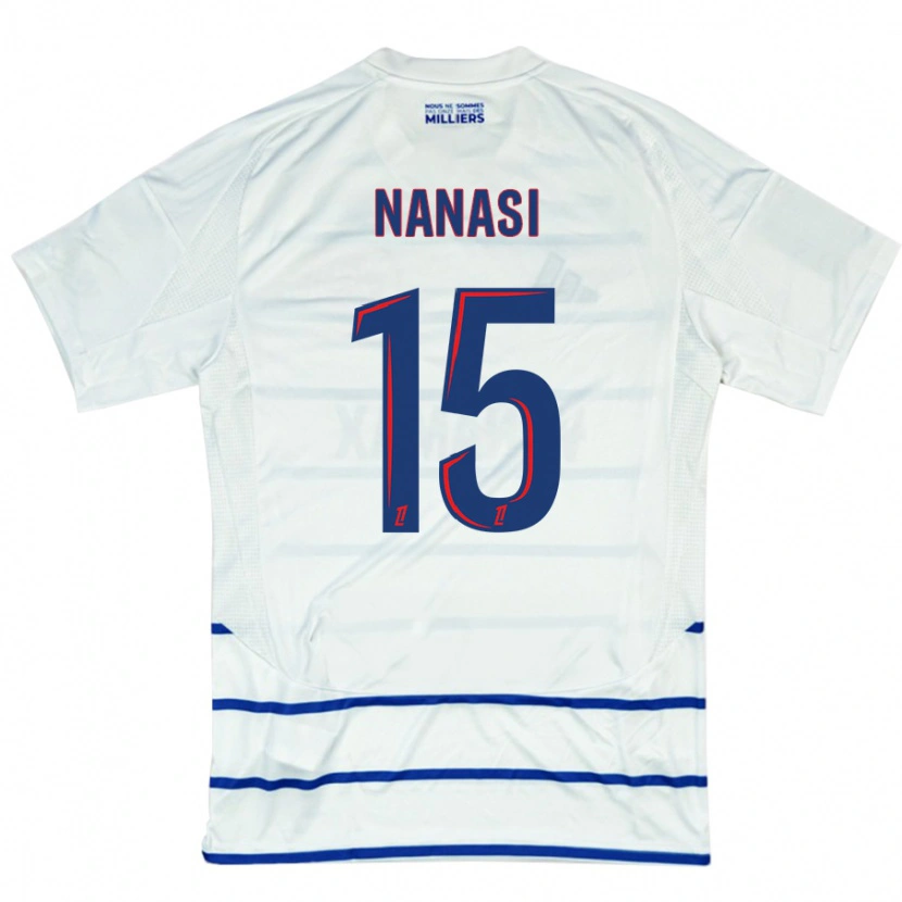 Danxen Män Sebastian Nanasi #15 Vit Blå Bortatröja Matchtröjor 2024/25 Tröjor T-Tröja