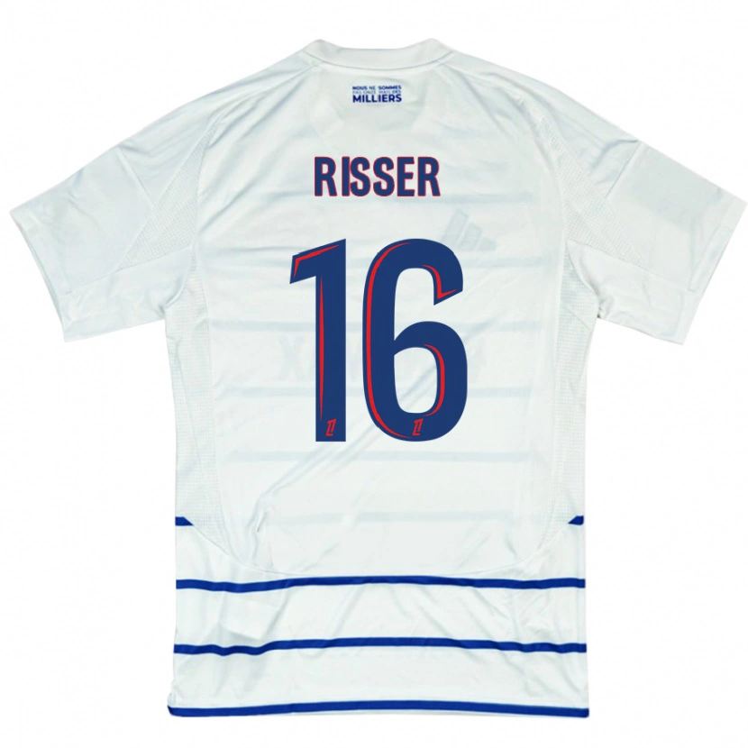 Danxen Män Robin Risser #16 Vit Blå Bortatröja Matchtröjor 2024/25 Tröjor T-Tröja