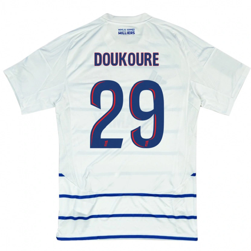 Danxen Män Ismaël Doukouré #29 Vit Blå Bortatröja Matchtröjor 2024/25 Tröjor T-Tröja