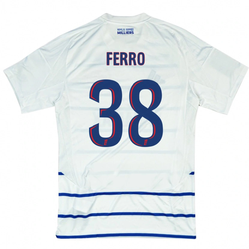Danxen Män Nolan Ferro #38 Vit Blå Bortatröja Matchtröjor 2024/25 Tröjor T-Tröja