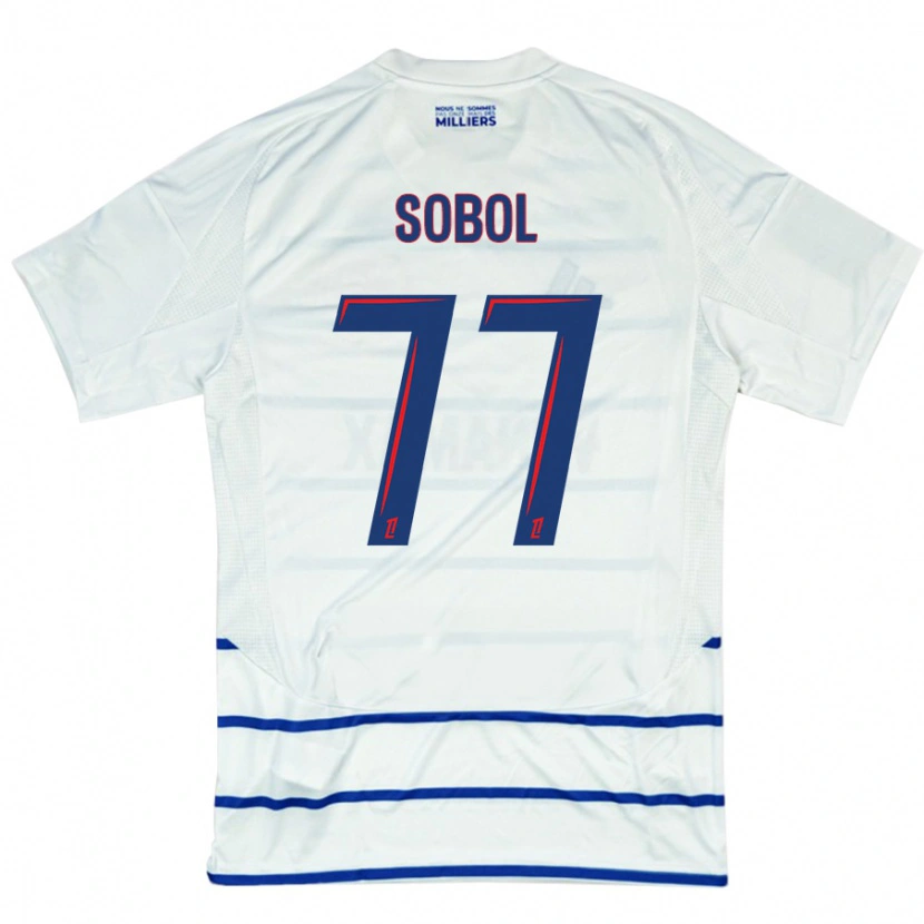 Danxen Män Eduard Sobol #77 Vit Blå Bortatröja Matchtröjor 2024/25 Tröjor T-Tröja