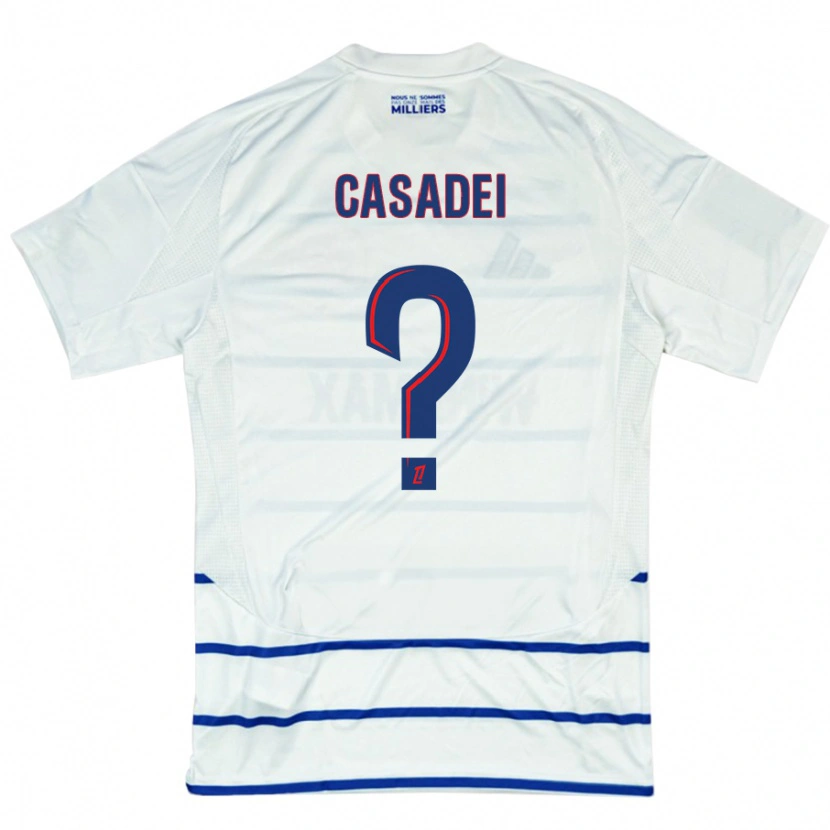Danxen Män Alexis Casadei #0 Vit Blå Bortatröja Matchtröjor 2024/25 Tröjor T-Tröja