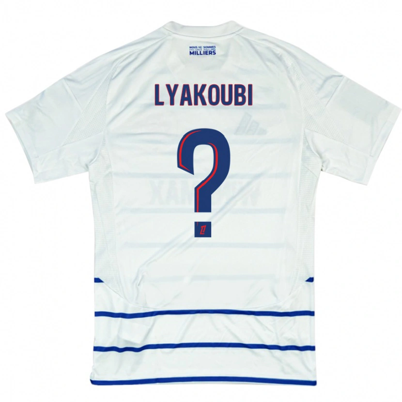 Danxen Män Oussama Lyakoubi #0 Vit Blå Bortatröja Matchtröjor 2024/25 Tröjor T-Tröja