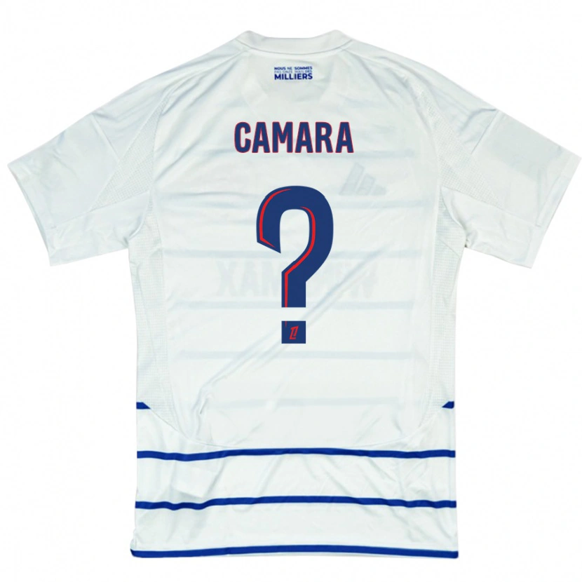 Danxen Män Alseny Camara #0 Vit Blå Bortatröja Matchtröjor 2024/25 Tröjor T-Tröja