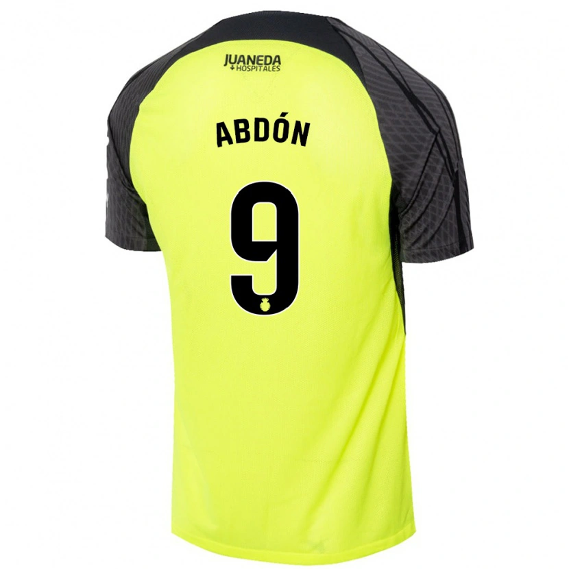 Danxen Män Abdón Prats #9 Fluorescerande Grön Svart Bortatröja Matchtröjor 2024/25 Tröjor T-Tröja