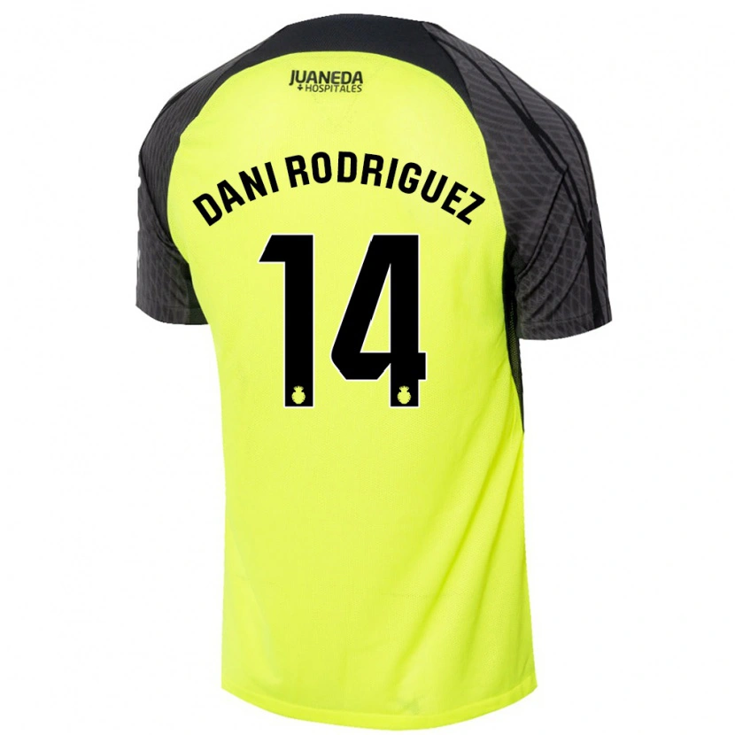 Danxen Män Dani Rodríguez #14 Fluorescerande Grön Svart Bortatröja Matchtröjor 2024/25 Tröjor T-Tröja