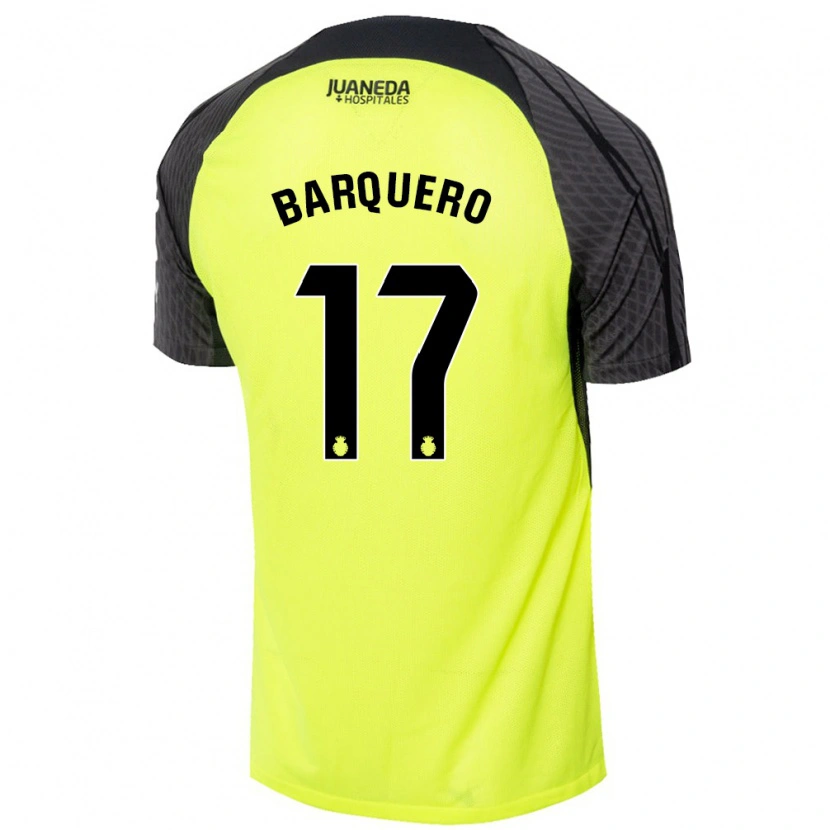 Danxen Män Adrián Barquero #17 Fluorescerande Grön Svart Bortatröja Matchtröjor 2024/25 Tröjor T-Tröja
