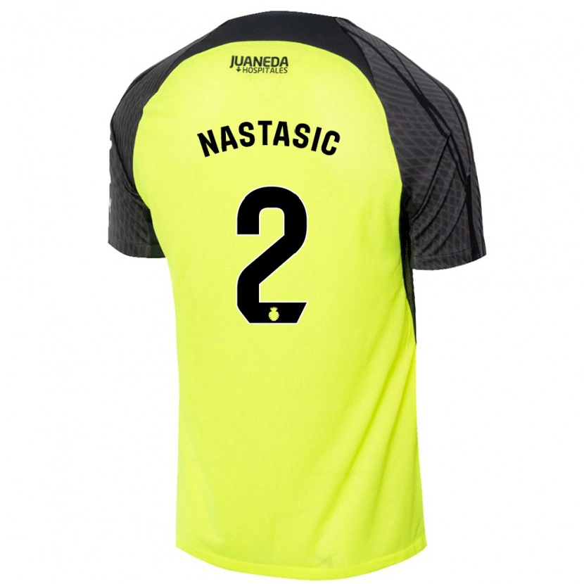 Danxen Män Matija Nastasic #2 Fluorescerande Grön Svart Bortatröja Matchtröjor 2024/25 Tröjor T-Tröja