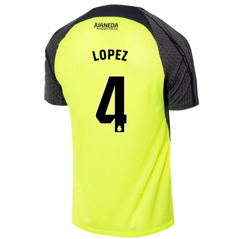 Danxen Män David López #4 Fluorescerande Grön Svart Bortatröja Matchtröjor 2024/25 Tröjor T-Tröja