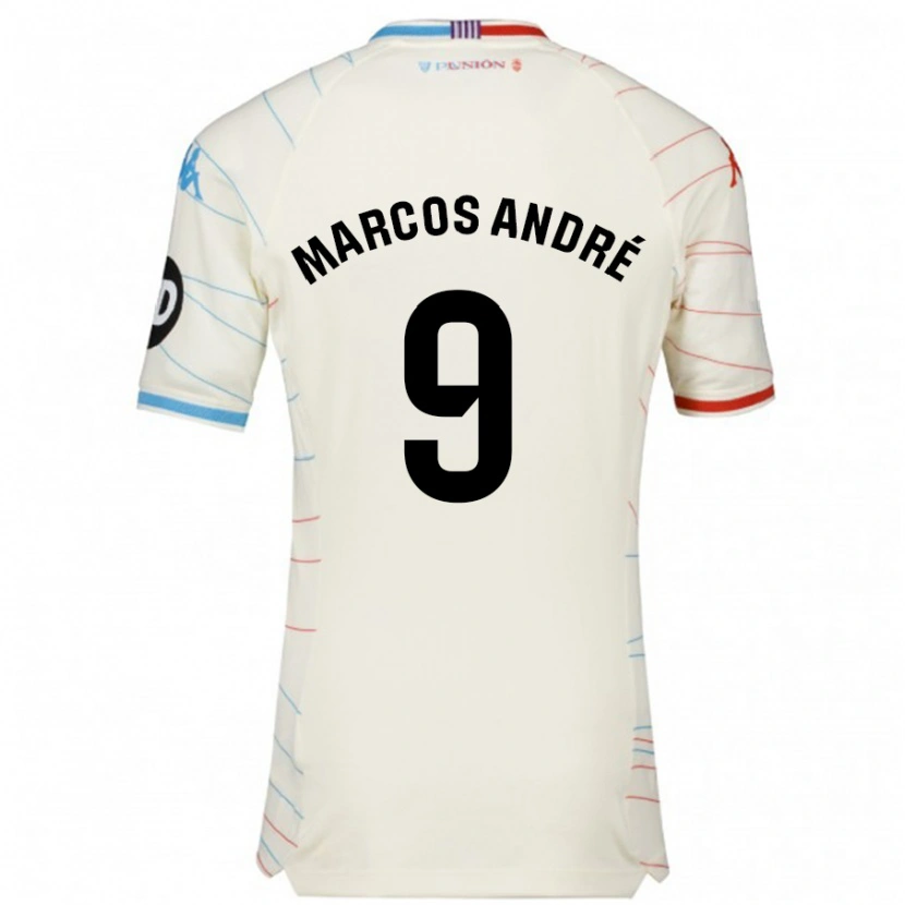 Danxen Män Marcos André #9 Vit Röd Blå Bortatröja Matchtröjor 2024/25 Tröjor T-Tröja