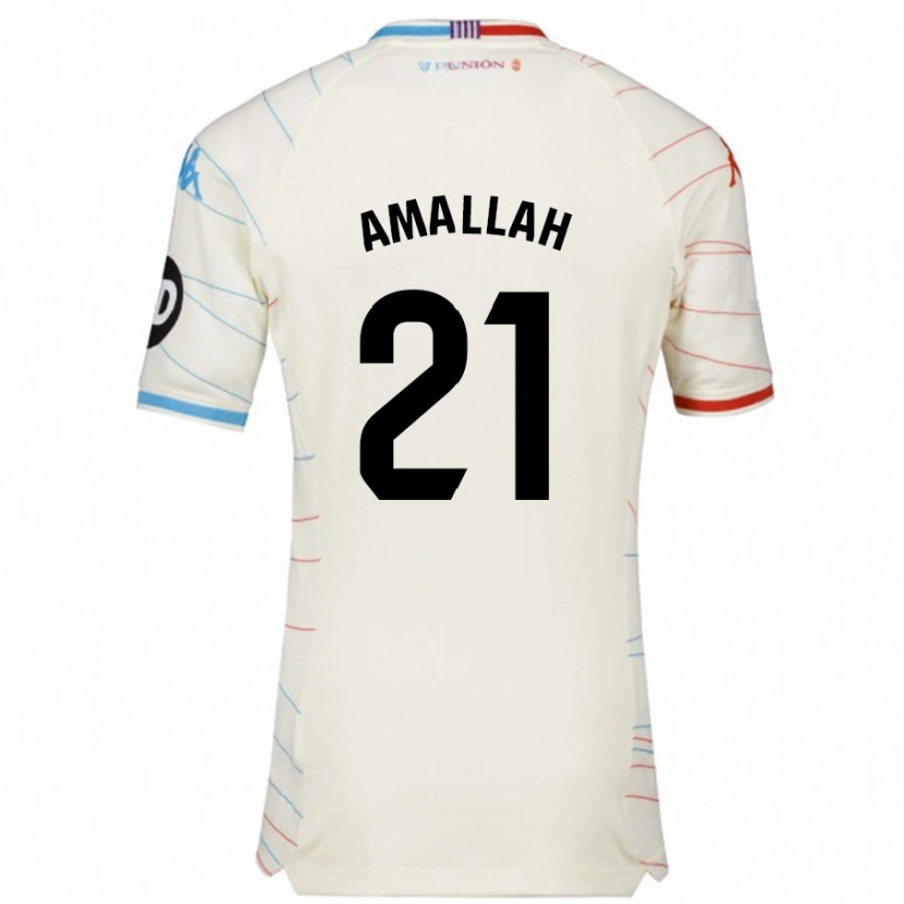 Danxen Män Selim Amallah #21 Vit Röd Blå Bortatröja Matchtröjor 2024/25 Tröjor T-Tröja