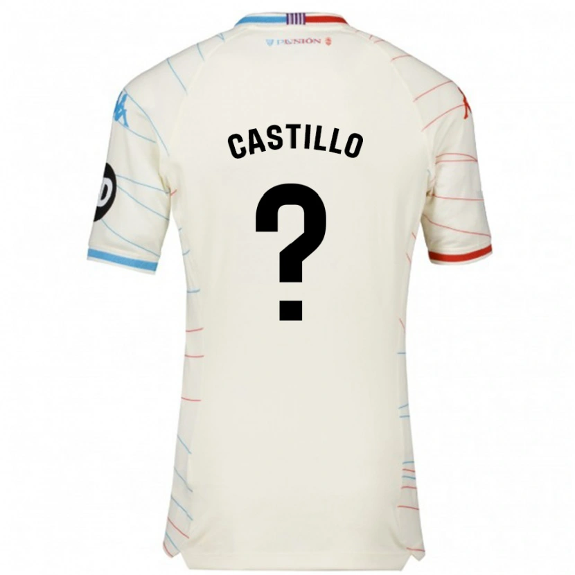 Danxen Män Gonzalo Castillo #0 Vit Röd Blå Bortatröja Matchtröjor 2024/25 Tröjor T-Tröja