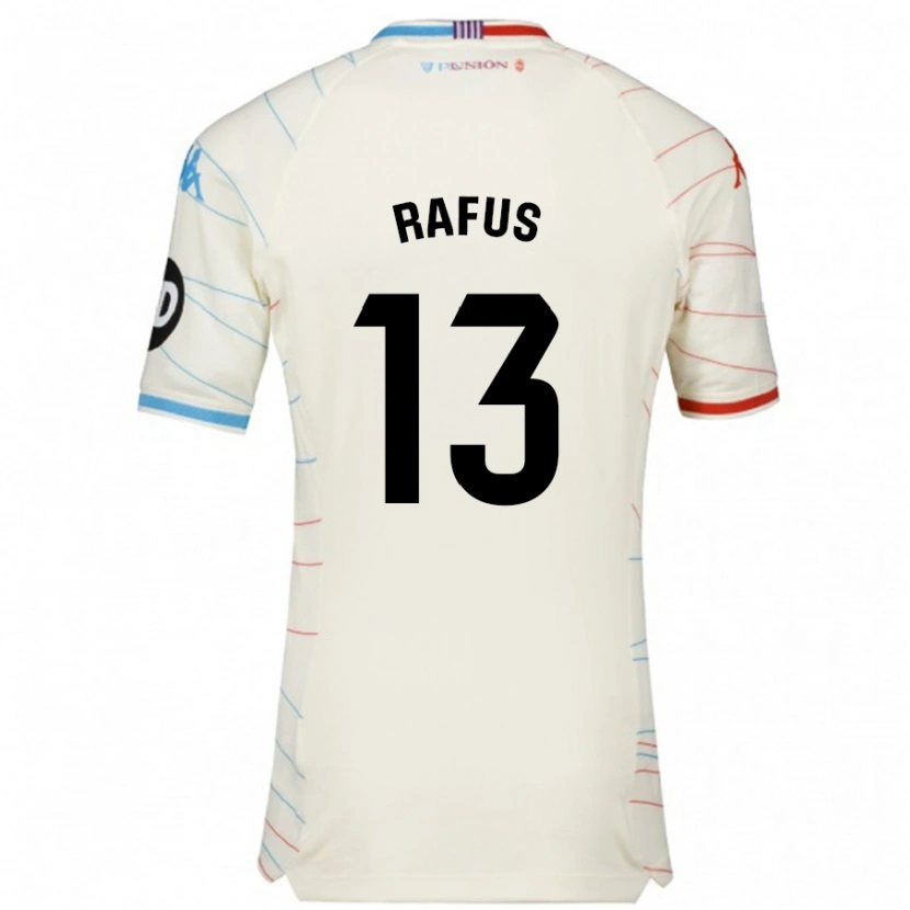 Danxen Män Arnau Rafús #13 Vit Röd Blå Bortatröja Matchtröjor 2024/25 Tröjor T-Tröja