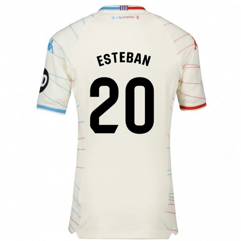 Danxen Män Sergio Esteban #20 Vit Röd Blå Bortatröja Matchtröjor 2024/25 Tröjor T-Tröja