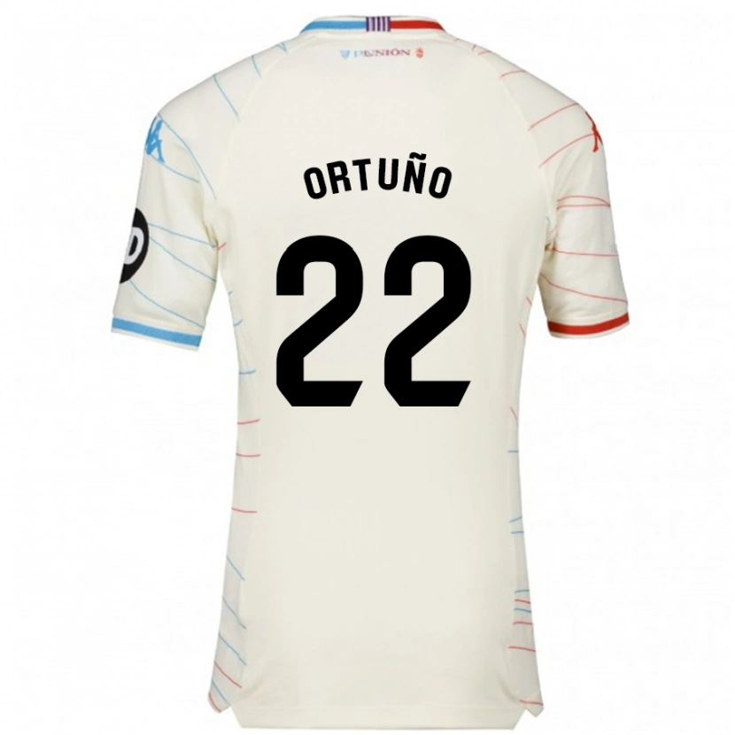Danxen Män Fran Ortuño #22 Vit Röd Blå Bortatröja Matchtröjor 2024/25 Tröjor T-Tröja