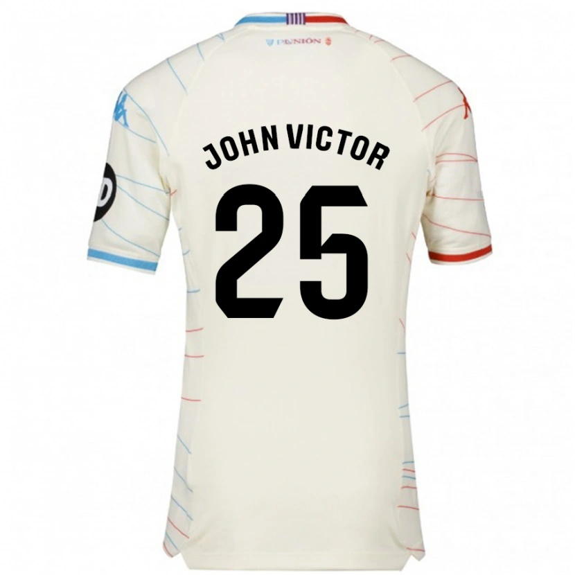 Danxen Män John Victor #25 Vit Röd Blå Bortatröja Matchtröjor 2024/25 Tröjor T-Tröja