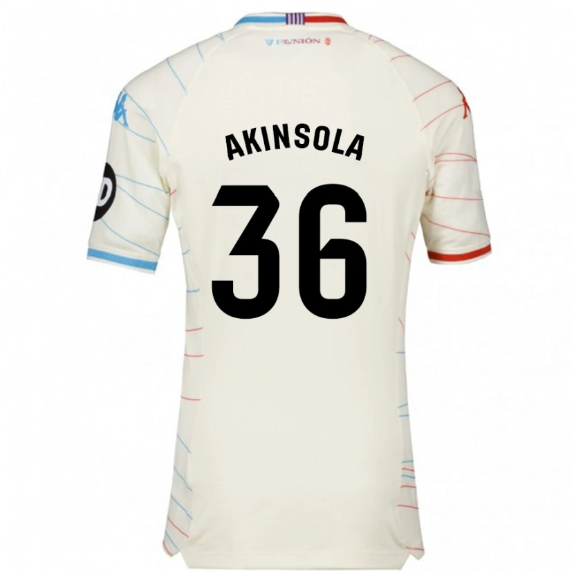 Danxen Män Tunde Akinsola #36 Vit Röd Blå Bortatröja Matchtröjor 2024/25 Tröjor T-Tröja