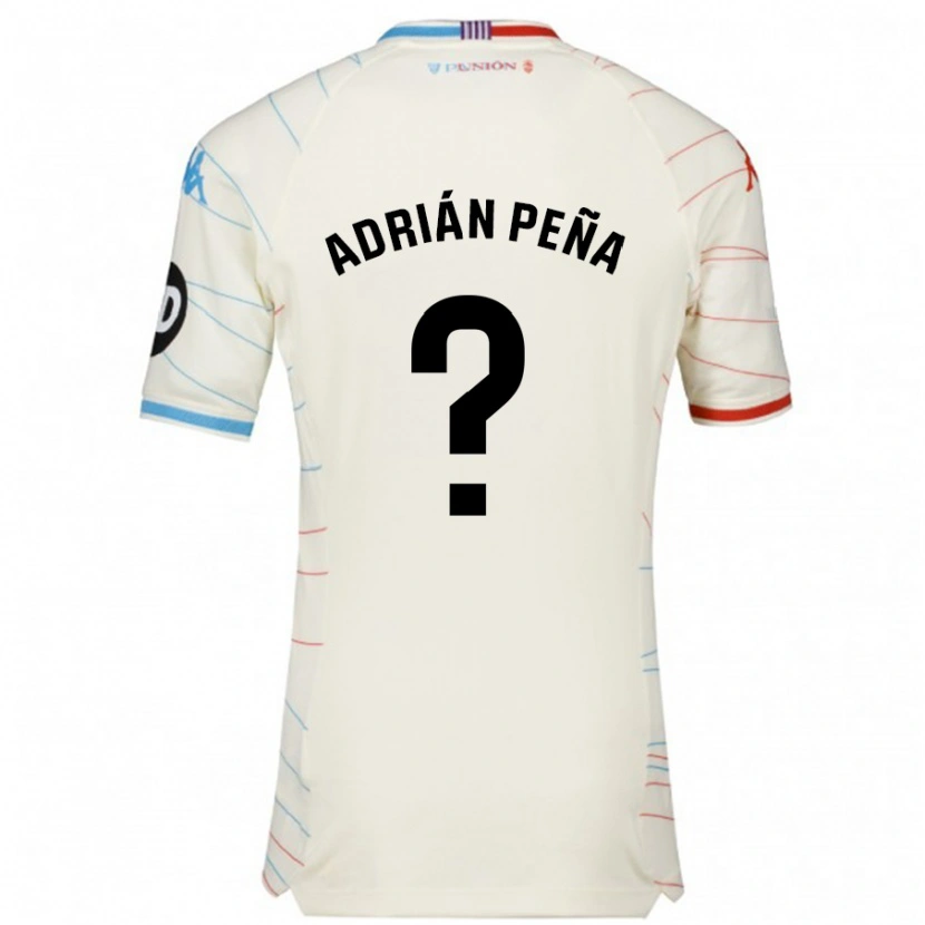 Danxen Män Adrián Peña #0 Vit Röd Blå Bortatröja Matchtröjor 2024/25 Tröjor T-Tröja
