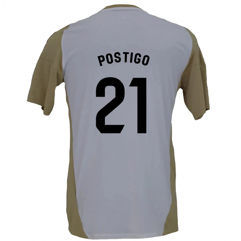 Danxen Män Sergio Postigo #21 Brun Vit Bortatröja Matchtröjor 2024/25 Tröjor T-Tröja