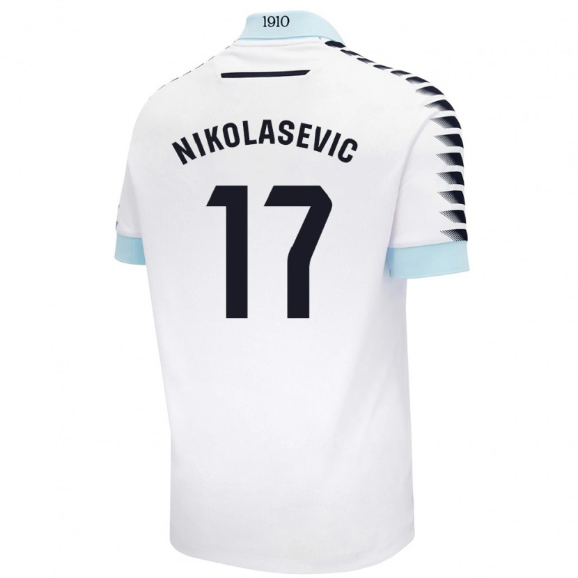 Danxen Män Mirko Nikolasevic #17 Vit Blå Bortatröja Matchtröjor 2024/25 Tröjor T-Tröja