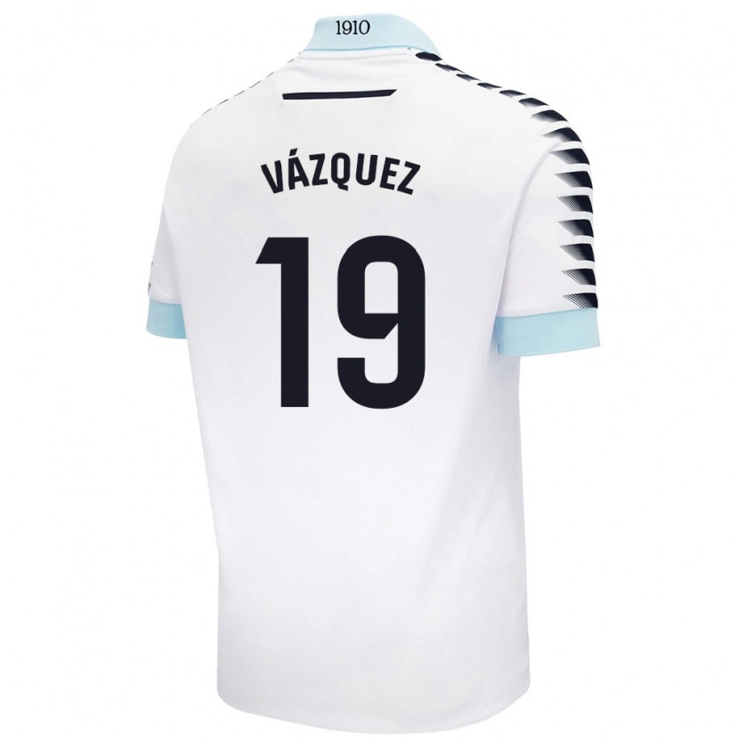 Danxen Män Borja Vázquez #19 Vit Blå Bortatröja Matchtröjor 2024/25 Tröjor T-Tröja