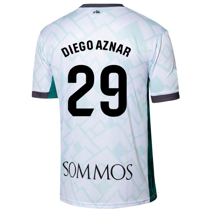 Danxen Män Diego Aznar #29 Vit Grön Bortatröja Matchtröjor 2024/25 Tröjor T-Tröja