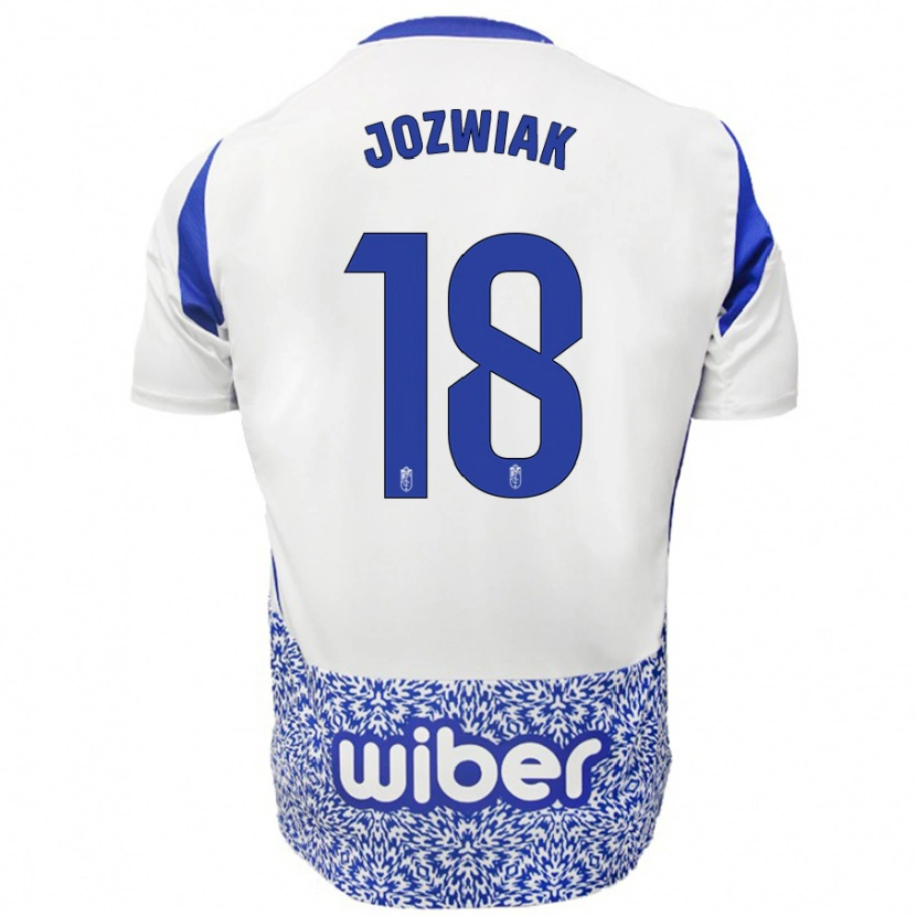 Danxen Män Kamil Jóźwiak #18 Vit Blå Bortatröja Matchtröjor 2024/25 Tröjor T-Tröja