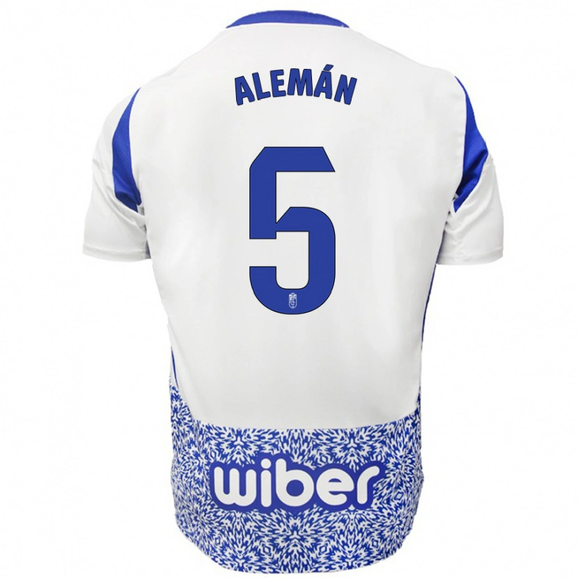 Danxen Män Carlos Alemán #5 Vit Blå Bortatröja Matchtröjor 2024/25 Tröjor T-Tröja