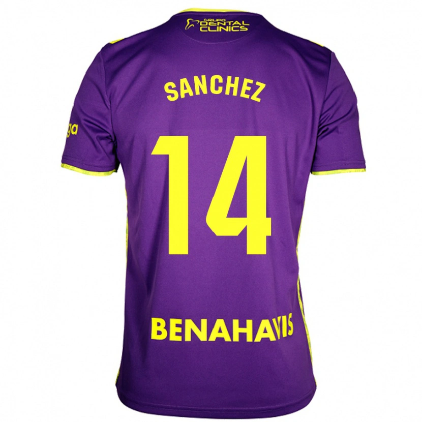 Danxen Män Rubén Sánchez #14 Lila Gul Bortatröja Matchtröjor 2024/25 Tröjor T-Tröja