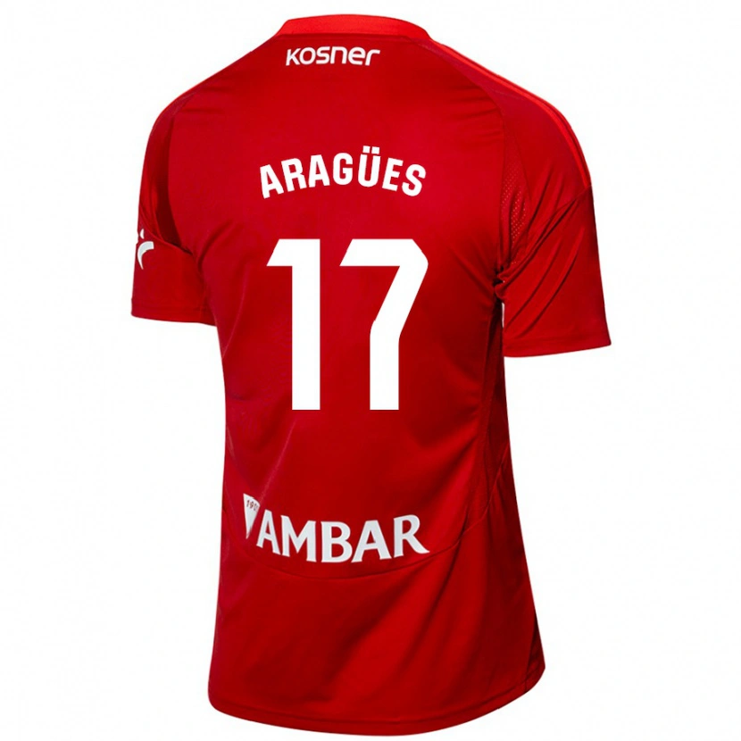 Danxen Män Chema Aragües #17 Vit Blå Bortatröja Matchtröjor 2024/25 Tröjor T-Tröja