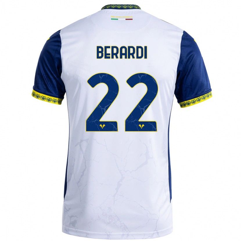 Danxen Män Alessandro Berardi #22 Vit Blå Bortatröja Matchtröjor 2024/25 Tröjor T-Tröja