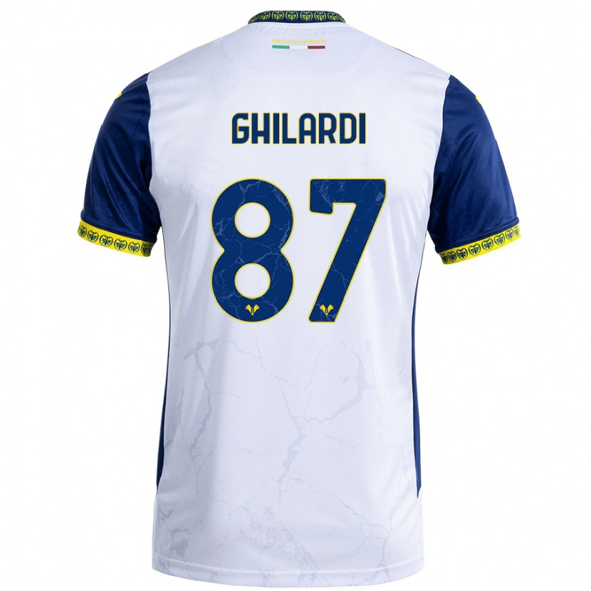 Danxen Män Daniele Ghilardi #87 Vit Blå Bortatröja Matchtröjor 2024/25 Tröjor T-Tröja