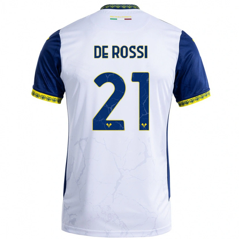 Danxen Män Michele De Rossi #21 Vit Blå Bortatröja Matchtröjor 2024/25 Tröjor T-Tröja