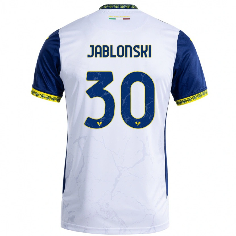 Danxen Män Darvin Jablonski #30 Vit Blå Bortatröja Matchtröjor 2024/25 Tröjor T-Tröja