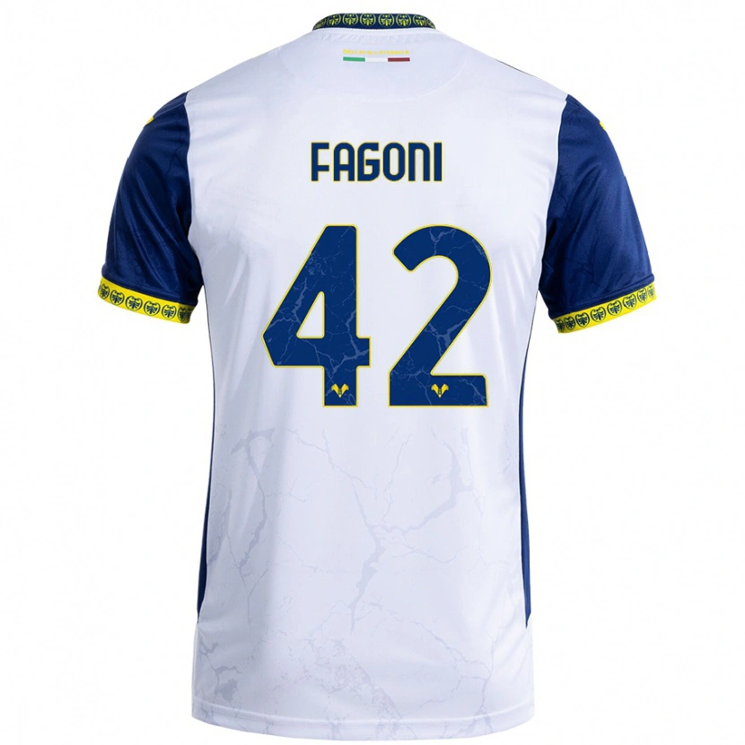 Danxen Män Marco Fagoni #42 Vit Blå Bortatröja Matchtröjor 2024/25 Tröjor T-Tröja
