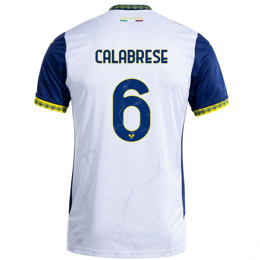 Danxen Män Nicolò Calabrese #6 Vit Blå Bortatröja Matchtröjor 2024/25 Tröjor T-Tröja