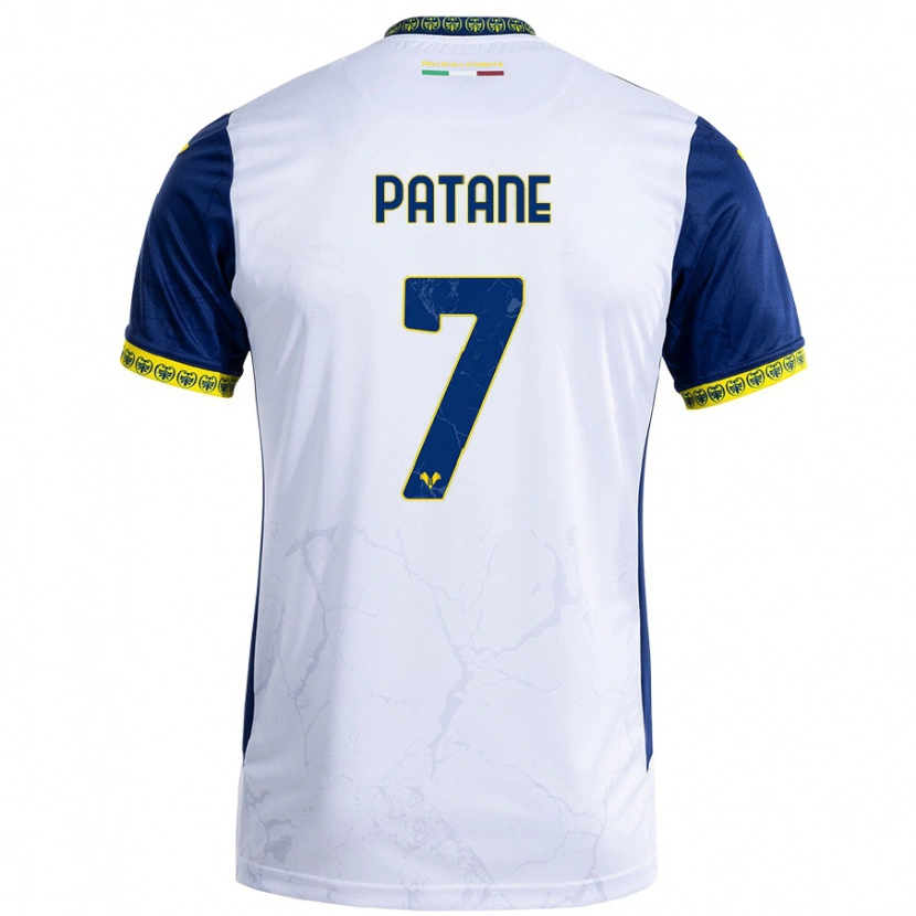Danxen Män Nicola Patanè #7 Vit Blå Bortatröja Matchtröjor 2024/25 Tröjor T-Tröja