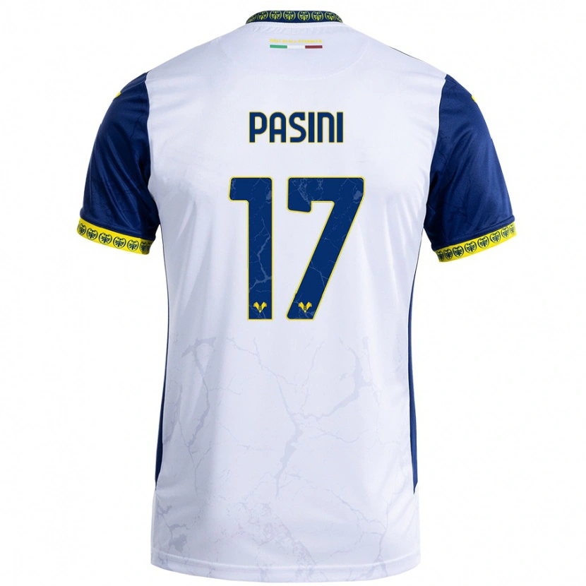 Danxen Män Veronica Pasini #17 Vit Blå Bortatröja Matchtröjor 2024/25 Tröjor T-Tröja