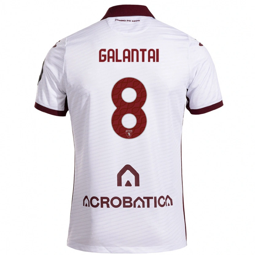 Danxen Män Tamás Galántai #8 Vit Rödbrun Bortatröja Matchtröjor 2024/25 Tröjor T-Tröja