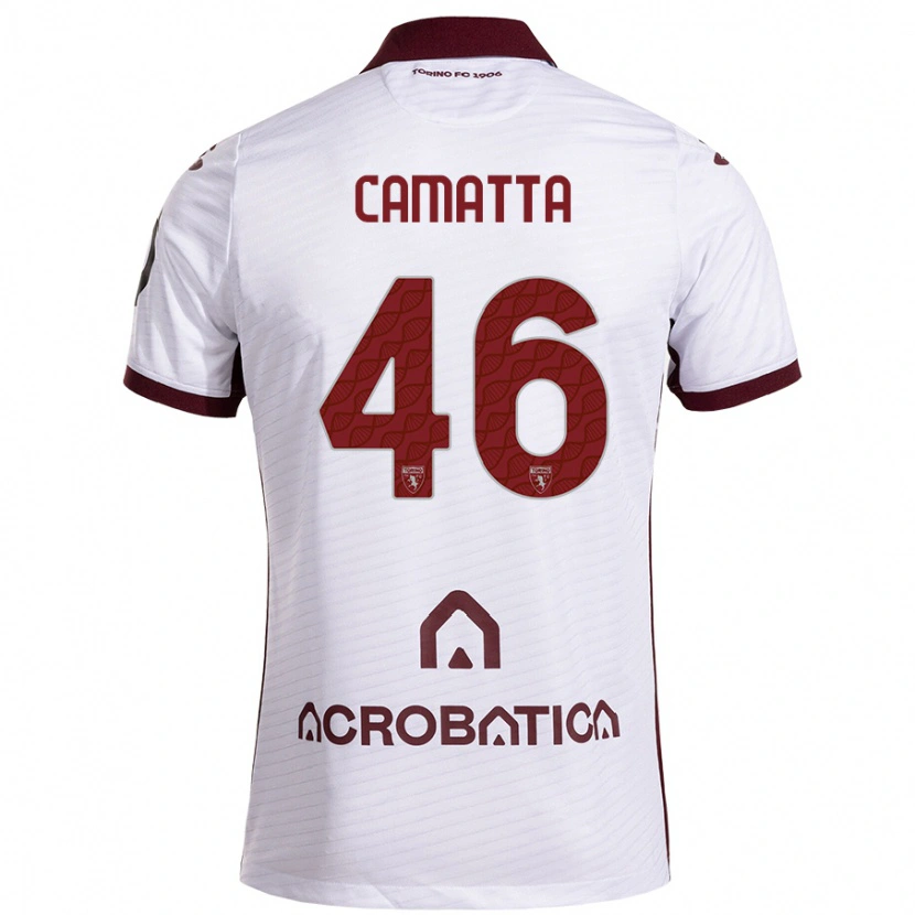 Danxen Män Alessandro Camatta #46 Vit Rödbrun Bortatröja Matchtröjor 2024/25 Tröjor T-Tröja