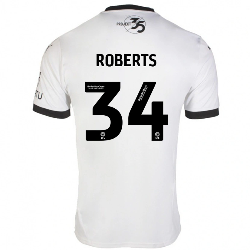 Danxen Män Caleb Roberts #34 Vit Svart Bortatröja Matchtröjor 2024/25 Tröjor T-Tröja