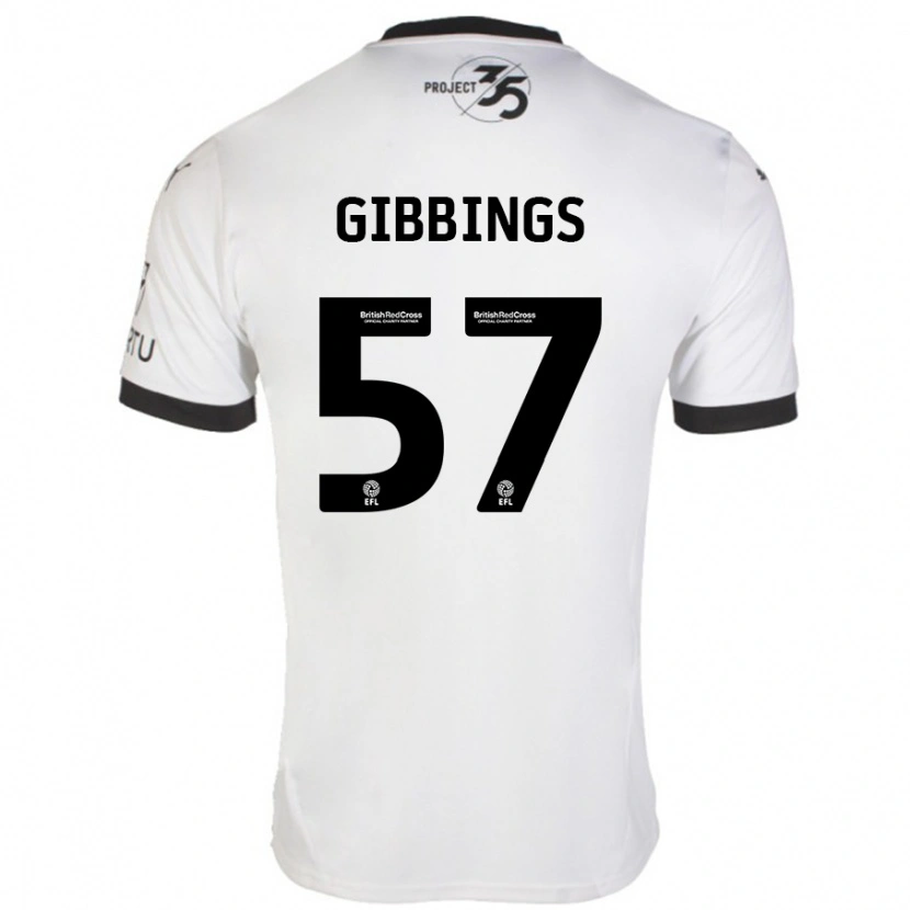 Danxen Män Cole Gibbings #57 Vit Svart Bortatröja Matchtröjor 2024/25 Tröjor T-Tröja