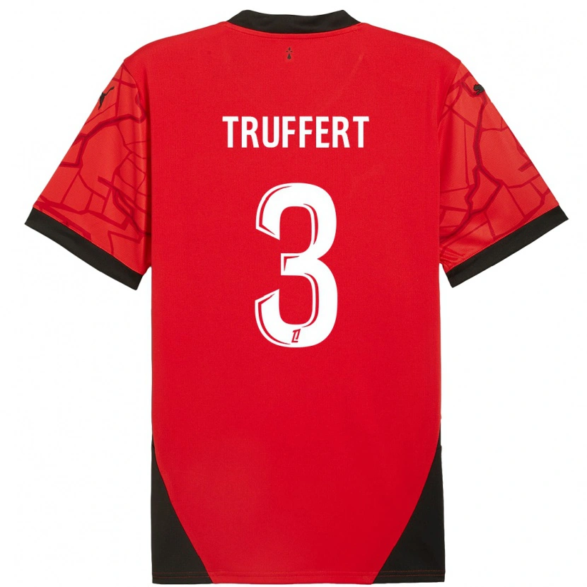 Danxen Kvinnor Adrien Truffert #3 Röd Svart Hemmatröja Matchtröjor 2024/25 Tröjor T-Tröja