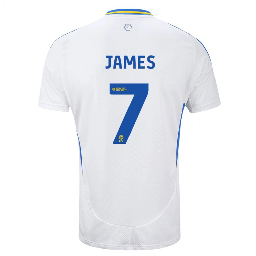 Danxen Kvinnor Daniel James #7 Vit Blå Hemmatröja Matchtröjor 2024/25 Tröjor T-Tröja