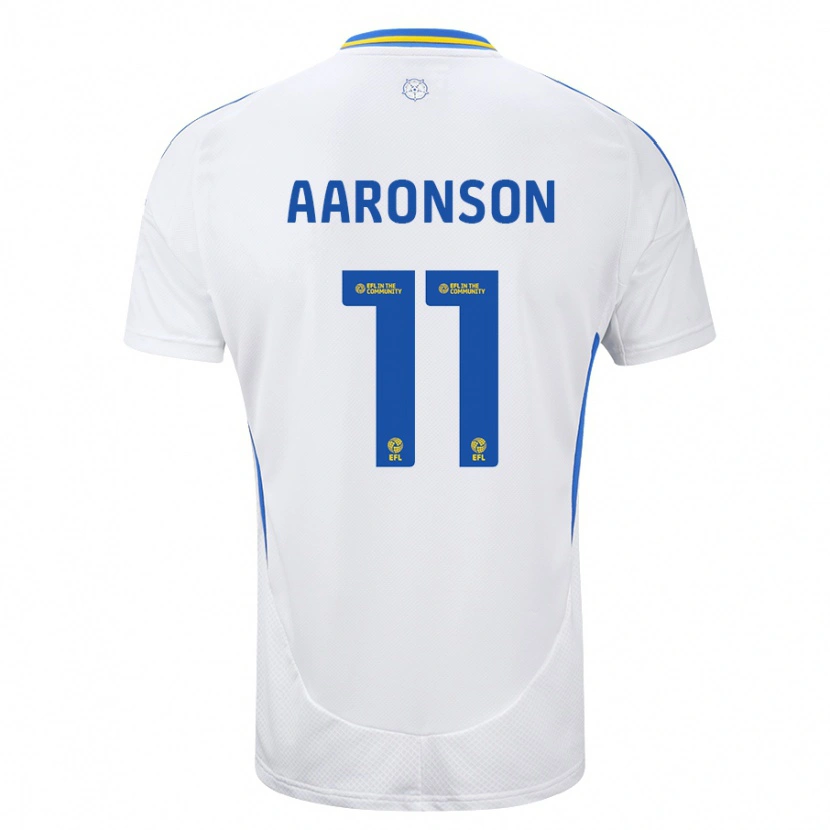 Danxen Kvinnor Brenden Aaronson #11 Vit Blå Hemmatröja Matchtröjor 2024/25 Tröjor T-Tröja