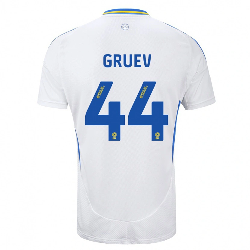 Danxen Kvinnor Ilia Gruev #44 Vit Blå Hemmatröja Matchtröjor 2024/25 Tröjor T-Tröja