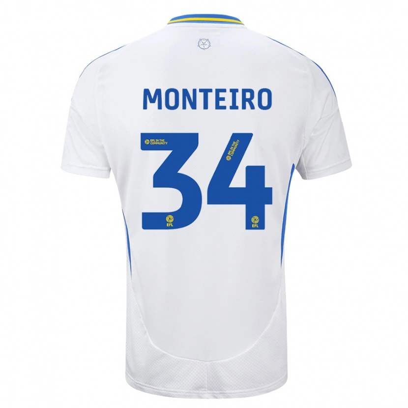 Danxen Kvinnor Diogo Monteiro #34 Vit Blå Hemmatröja Matchtröjor 2024/25 Tröjor T-Tröja